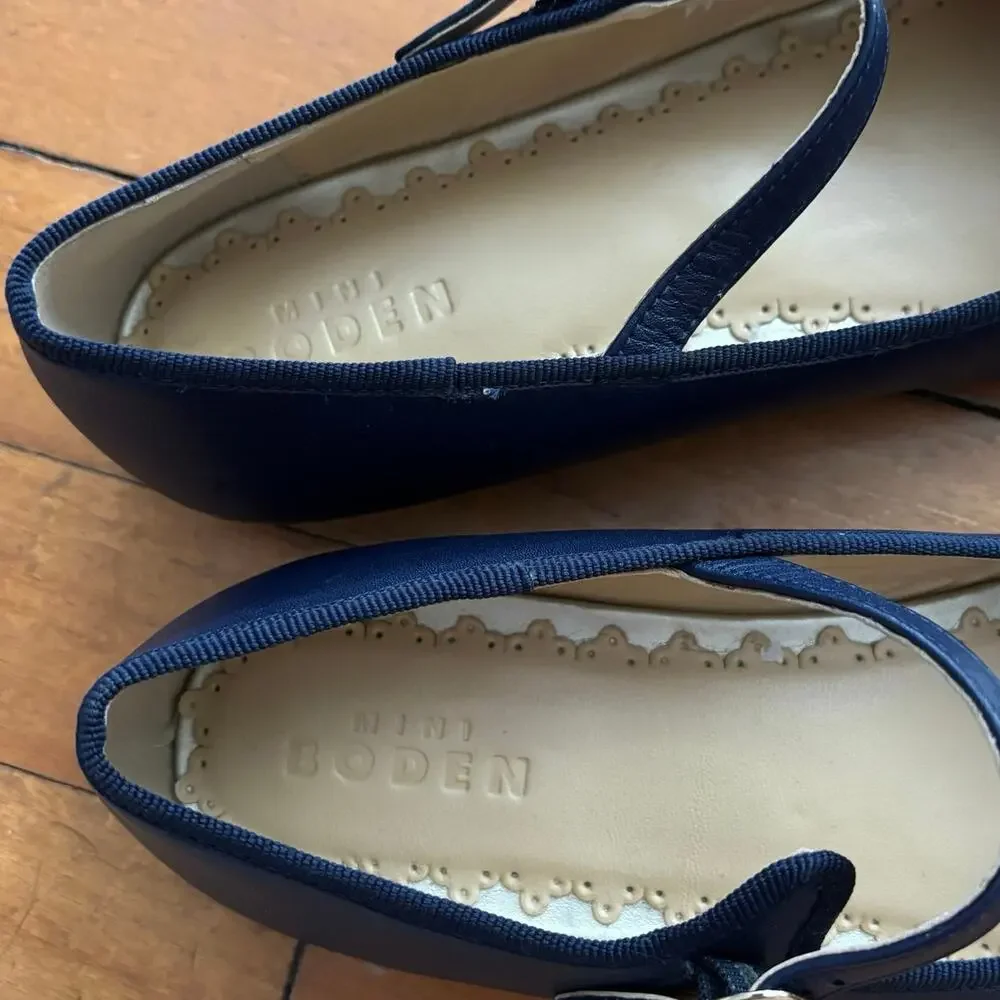 Mini Boden Size 37 US 6 Mary Jane Shoes Navy Blue Leather